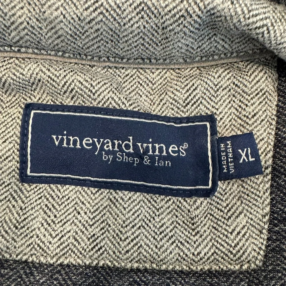 Vineyard Vines Mens XL Gray Herringbone Quarter Zip Pullover Sweater Activewear